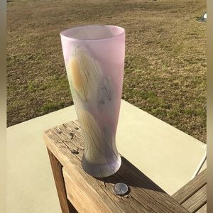 RUEVEN Bud Nouveau Watercolor Drip Satin Finish Vase~Handpainted!